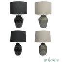 Deluxe Lined Pattern Ceramic Table Lamp with Linen Shade