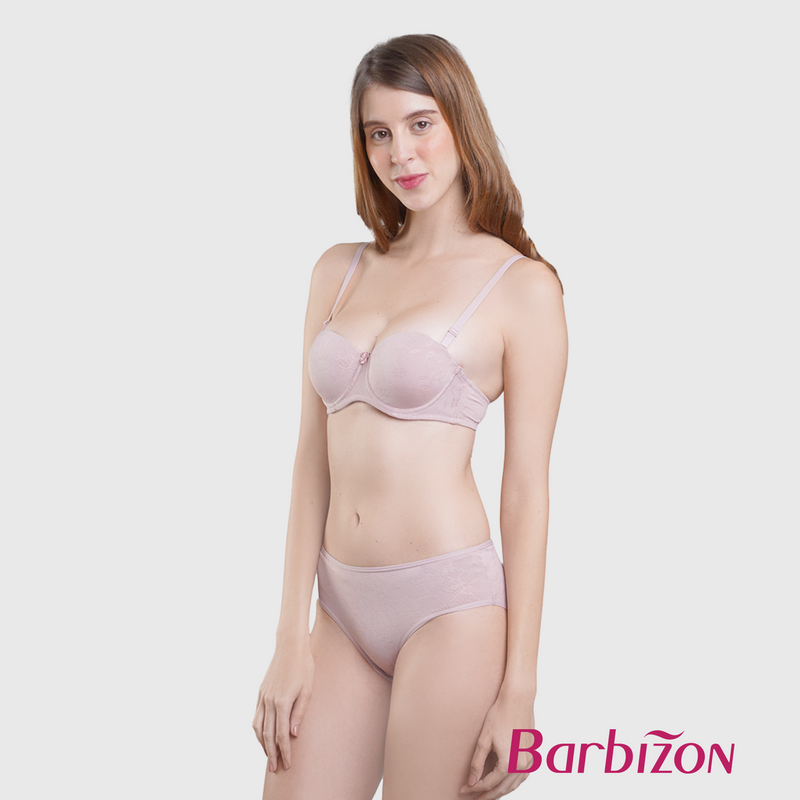 Color Your Life Jacquard Mauve Half Cup Bra with Underwire