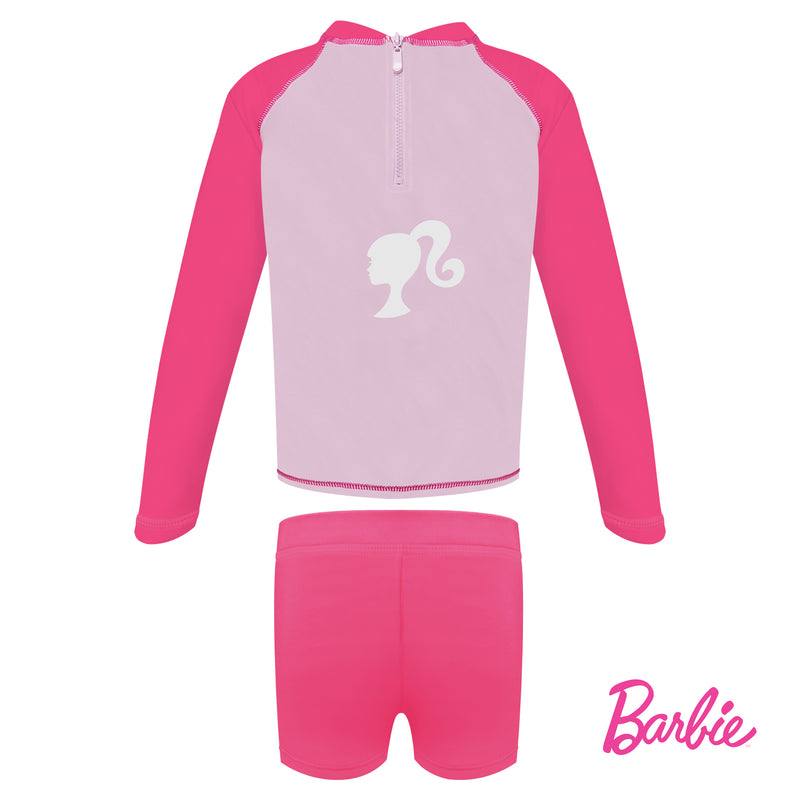 Barbie Long Sleeved Rashguard Boyleg Set w/ Back Zipper