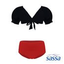 Dazzling Berry Bikini Top with Puff Sleeves Boyleg Set